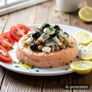 Салата от зрял фасул с риба цаца (гръцка рецепта)