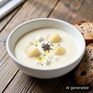 Млечна супа с картофи и сирене