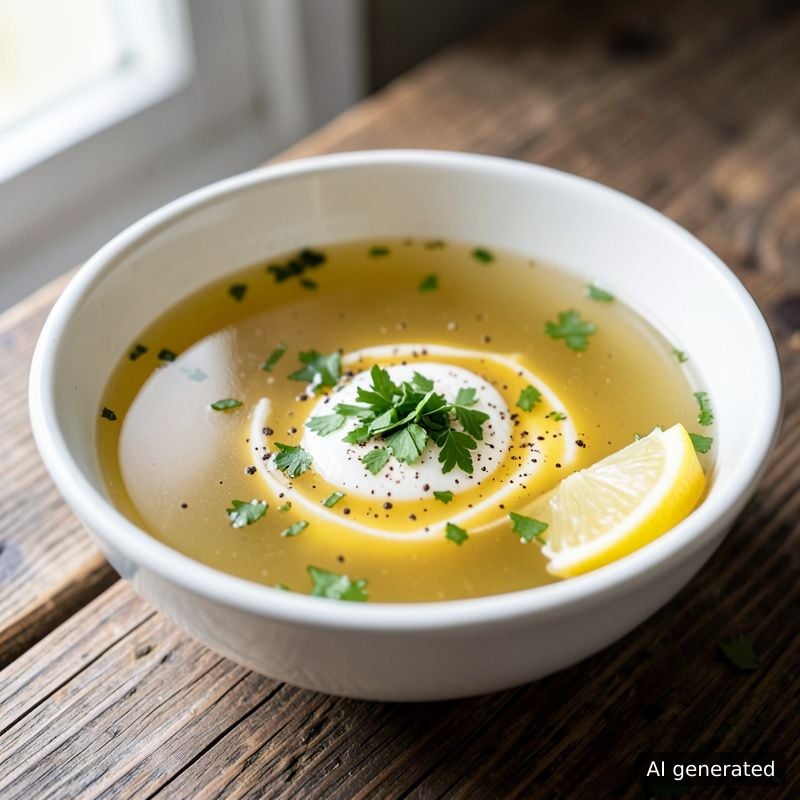 Пилешки бульон с жълтък