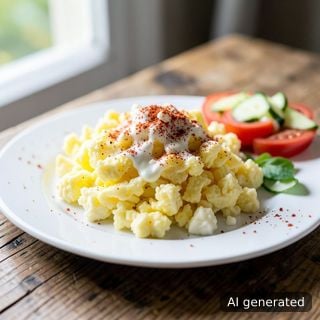 Бъркани яйца със сирене