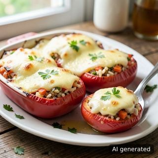 Червени домати, пълнени с ориз