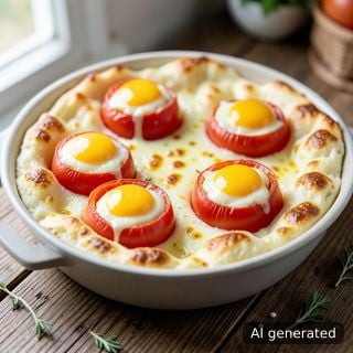 Суфле от домати с плънка от сирене—на фурна