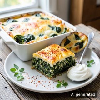 Спанак и киселец с ориз — на фурна