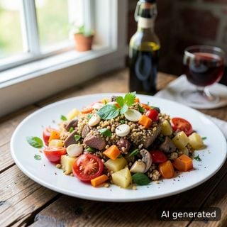 Мусака с птиче месо и зеленчуци