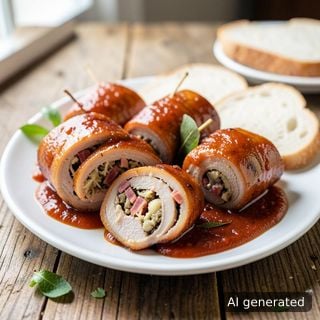 Задушени телешки руладини