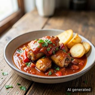 Задушена кокошка (по селски)